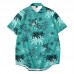 Vintage Style Green And Coconut Tree Printing Men's Short Sleeve Shirt