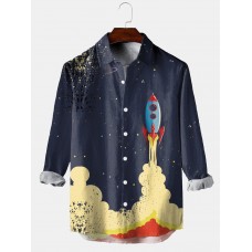 Men's Space Rocket Hawaiian Short Sleeve Shirt