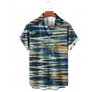 Men's Abstract Graphic Print Breathable Casual Short Sleeve Shirt