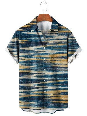 Men's Abstract Graphic Print Breathable Casual Short Sleeve Shirt