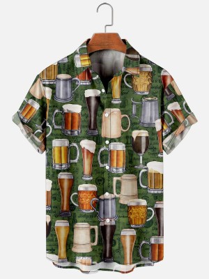 Men's Hawaiian Party Beer Short Sleeve Shirt