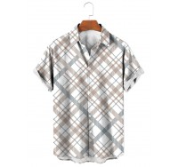 Scottish Plaid Print Casual Short Sleeve Shirt