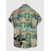 Full-Print Retro Hawaiian Island, Coconut Tree and Sea Printing Men's Short Sleeve Shirt