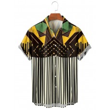 Men's Striped Geometric Print Shirt  36657673X